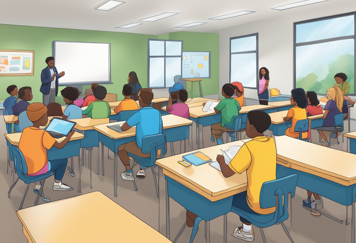 dzieci przy stole układające kolorowe naklejki z ikonami zwierząt w koło