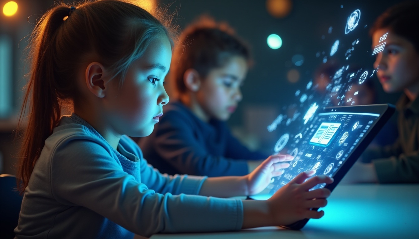 aplikacje językowe na tablecie tablet z aplikacjami do nauki języków otwartymi na biurku ucznia